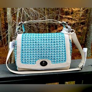 Coach Legacy Caning Romy Purse Robin Light Sand Woven 23411